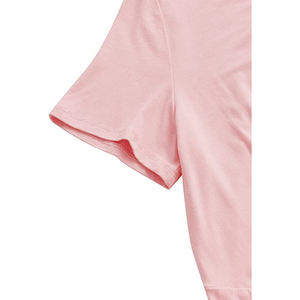 Camiseta de Mujer en Mezcla de Algodón, Color Rosa Bebé, Manga Corta, Cuello en V, Estilo Casual, Fabricante - Product Image 4