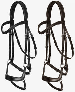 Mejor nueva brida de caballo occidental anatómica Monocrown negro/marrón brida de gota suave acolchado cómodo Ejercicio de cuerda de caballo de cuero - Product Image 2