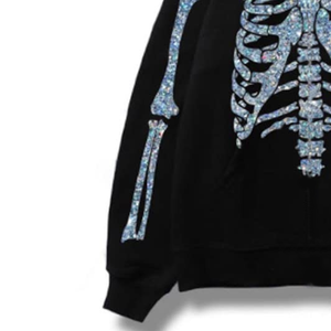 Personnalisé Hommes Épais Français Terry Transfert Rhin Pierre Streetwear Ébloui Bling Rinestoned Fermeture Éclair Complète Avec Logo Strass - Product Image 3