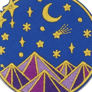 Parche Bordado de Primera Calidad, Diseño de Luna y Estrella, Color Azul, Material de Algodón y Poliéster, Parche Bordado Suave - Product Image 3