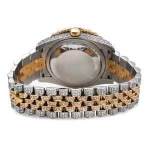 Luxurious Two Tone Moissanite Diamond Automatic Fashion Watch with 36mm Pink <b>Tint</b> Dial Roman Numerals and Full Diamond Setting - Product Image 5