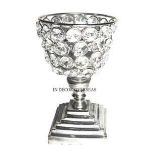 Standard Look Silver Shiny Polished Stainless Steel Base Stand For Crystal Beaded Luxury Candle Holders For Wedding <b>Decoration</b> - Product Image 4