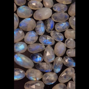 Cabujón de piedra lunar arcoíris Natural de alta calidad 13mm-21mm Oval Irregular 600 Cts Lot Rosecut Flat Back US $77 All High White Pink - Product Image 1