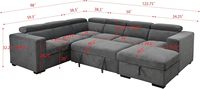Verstellbare Kopfstütze Ausziehbares Modulares U-förmiges Schlafsofa mit Stauraum Wohnzimmer Stoff-Ecksofa