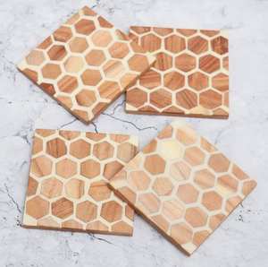 Dessous de verre décoratif en bois et résine pour salle à manger, bar, table essentielle, fait main, style de vie, décoration de cuisine, base de boisson moderne - Product Image 5