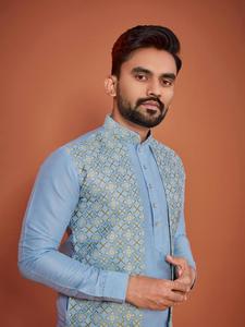 Designer pakistanais hommes Punjabi Indo Western hommes Inde & Pakistan Evergreen indien traditionnel porter mariage Indo Wetern - Product Image 2