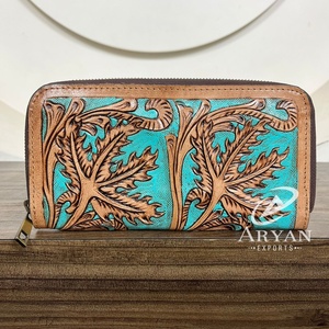 2025 último diseño billetera de cuero de vaca mecanizada a mano moda cuero genuino cierre de cremallera tarjetero embrague para mujer - Product Image 1