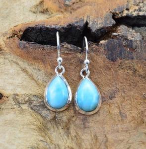 Tendance 925 en argent Sterling larimar pierres précieuses boucles d'oreilles bijoux à la main en argent Boho Style boucles d'oreilles bijoux pour femmes cadeau filles - Product Image 3