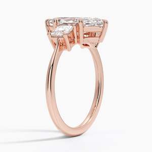 แหวนเพชรเม็ดเดี่ยวทรงมาร์คีส์ เพชรเลี้ยงในห้องปฏิบัติการ ทองคำขาว 14K ประดับเพชรทรงปรินเซสด้านข้าง แหวนหมั้นสำหรับผู้หญิง เครื่องประดับชั้นดี - Product Image 4