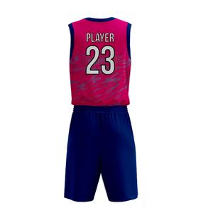 Uniforme de basket-ball imprimé par sublimation, tenue d'été, maillot sans manches, sergé, tissu respirant, col en V côtelé - Product Image 3