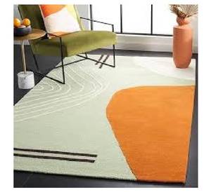 Alfombra Moderna Abstracta de Lana con Diseño de Olas en Terracota, Pelo Medio, Pelo Cortado, Apta para Mascotas, Antideslizante, Textura Suave para Uso Doméstico y Comercial - Product Image 2