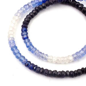 Collier en saphir bleu ombré 3,5-4,5 mm, chaîne en or rose, style religieux chrétien tendance pour mariage ou cadeau - Product Image 2