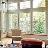 Ventanas Abatibles de Aluminio Modernas con Marco Negro AMJ NFRC Csa para Nigeria, Ventanas de Doble Vidrio con Ahorro de Energía