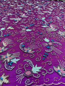 Tela de Lujo para Trabajo, Encaje Bordado a Mano con Flores 3D para Vestidos - Product Image 5