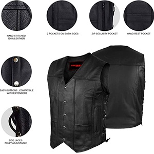 Chaleco de cuero para motocicleta, chaleco de cuero personalizado para motociclista, chaleco de cuero para motocicleta 2026 para hombre con MOQ bajo - Product Image 2