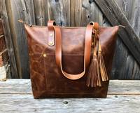 Sac fourre-tout vintage personnalisable en cuir véritable, résistant à l'eau, durable et portable pour femme, collection 2025, toutes saisons, LWTB-0035