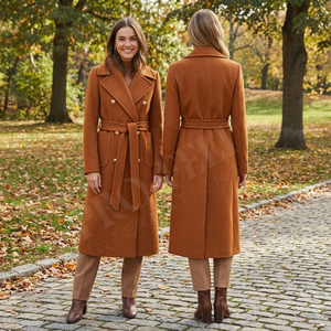 Abrigo Largo Cruzado de Lana Personalizado para Mujer, Venta al por Mayor, Logotipo Bordado Personalizado, Abrigos de Lana y Cachemira - Product Image 6