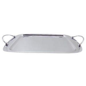 Plateau de service rond en métal, couleur nickel antique, plat et plateau pour servir les aliments dans les restaurants, artisanal - Product Image 6