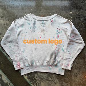 Chemise à manches longues en coton de haute qualité, patchwork rayé bleu et jaune, design décontracté confortable, logo personnalisé pour hommes - Product Image 2