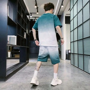 Survêtement Streetwear d'été décontracté pour hommes T-shirt à manches courtes respirant imprimé de haute qualité Short Jogger solide Ensemble de 2 pièces - Product Image 2