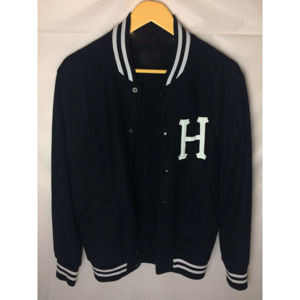 เสื้อแจ็คเก็ตตัวแทนผู้ชาย,เสื้อแจ็คเก็ตเบสบอลพิมพ์โลโก้แขนหนังแท้ - Product Image 6