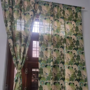 Elegante diseño personalizado Beige Floral cortinas de algodón hermoso Pavo Real impreso suave elegante ventana cubiertas opciones de tamaño - Product Image 1