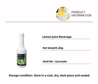 Sirop de jus de citron halal 1,2 kg, bouteille de jus de citron concentré, facile à conserver, pour la préparation de thé et de boissons