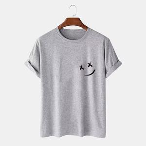 Venta al por mayor de logotipo personalizado impreso Verano de gran tamaño de algodón de peso pesado O-cuello de la camiseta para los hombres de estilo de punto Formal - Product Image 3