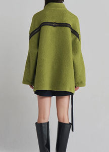 2026 Street Wear Men's French Terry Raw Hem Drop Shoulder Acid Wash Sun Faded Distressed Half <b>Zip</b> Oversized Sweatshirt Unisex - Product Image 2