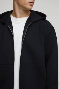 Modest Style Solid Color Reversible Design Blank <b>Men</b> <b>Hoodie</b> Flame Resistant Fleece <b>Line</b> Heavyweight Front Zipper Hood Sweater - Product Image 2