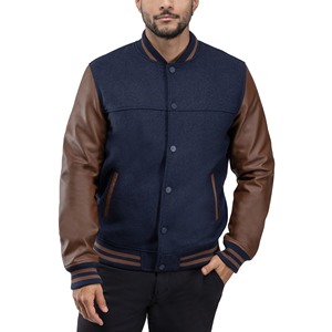 Veste bomber unisexe de haute qualité, personnalisée OEM, en cuir, style rétro, collège, varsity, à manches en cuir, directement de l'usine - Product Image 4
