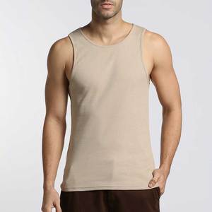 NAPA INDUSTRIES Débardeur tricoté sans manches col en V beige personnalisé avec logo imprimé pour homme, couleur unie décontractée en polyester/coton à séchage rapide - Product Image 1