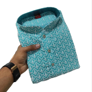 RN <b>KURTA</b> Embroidery Work Lakhnavi <b>Silk</b> Quick Dry Regular Fit Formal <b>Kurta</b> for Men's Wedding and Party Season India - Product Image 1