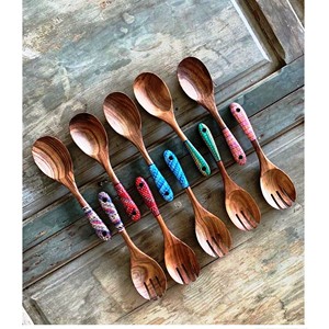Accessoires faits à la main, ensemble de cuillères à salade en acacia, écologiques, lavables au lave-vaisselle, outils à salade, cuisine à domicile, fabriqué en Inde - Product Image 3