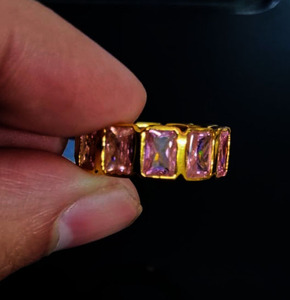 แหวนเงินแท้สเตอร์ลิงสำหรับงานแต่งงานแหวนเซอร์คอนสีเงินประดับ925มรกตหินสีชมพูดีไซน์คลาสสิกดีไซน์คลาสสิก - Product Image 3