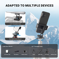 Soporte Metálico para Teléfono con Zapatas Frías y Base Arca QR, Perilla de Control 360 °   Adaptador de Trípode para Teléfono Celular para iPhone, Trípode de Escritorio
