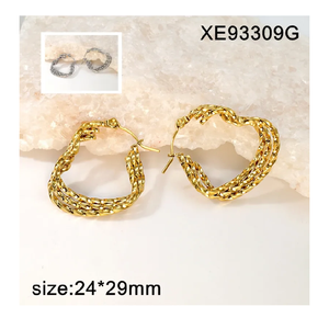 Pendientes de tuerca de acero inoxidable Vintage al por mayor, diseño trenzado chapado en oro de 18K, joyería impermeable, Perla India para regalo de moda - Product Image 3