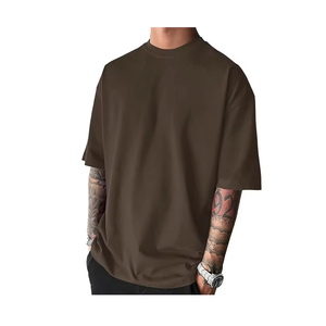 เสื้อยืดผ้าฝ้ายย้อมสีพื้นทรงโอเวอร์ไซส์ใส่สบายสำหรับผู้ชาย ระบายอากาศได้ 100% เหมาะสำหรับใส่ทุกวัน - Product Image 2