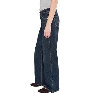 2026 <b>Top</b>-Seller Vintage Baggy for Indigo Women's Jeans for Casual Everyday Wear <b>Low</b> Rise Straight Leg 100% Cotton Quick Jeans - Product Image 3