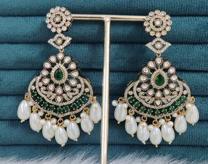 Luxury Premium Quality <b>Earrings</b> For Women Polki <b>Earrings</b> For Party Wear Indian Traditional <b>Dangle</b> <b>Pearl</b> Drop <b>Earrings</b> - Product Image 3