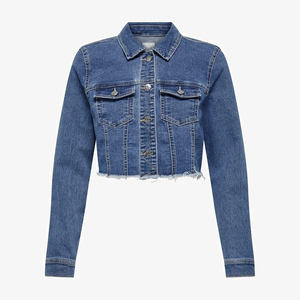 Chaqueta vaquera recortada para mujer Blau, cierre de botones y bolsillos en el pecho, diseñada para mujer, comodidad para todas las estaciones - Product Image 6