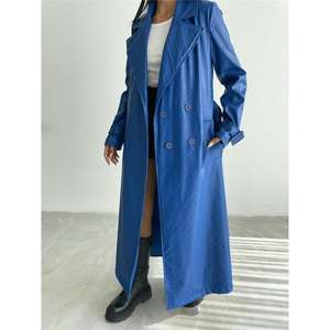 Gabardina Azul Acolchada de Cuero para Mujer - Product Image 5