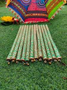 Par de palos especiales Navratri Dandiya a granel, decoración Haldi Mehndi Mata Rani Garba palos grandes de 14 pulgadas para Celebración de Baile Folclórico - Product Image 4