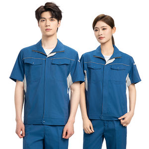 Combinaisons de travail en fibre de bambou de haute qualité, vêtements de travail respirants pour femmes et hommes, vêtements de travail réfléchissants à manches courtes pour l'été - Product Image 4