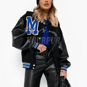 Última llegada de 2025, chaqueta universitaria de la mejor calidad para mujer, cuero genuino, bordado de chenile, relleno de algodón transpirable para adultos - Product Image 1
