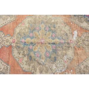 Alfombra clásica de retazos naranja y azul de 3,6x6,7 pies, alfombra de lana viscosa turca para sala de estar, forma de pasillo rectangular con respaldo de látex - Product Image 5