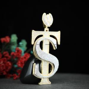 Pendentif personnalisé en argent 925 avec lettres hip-hop serties de diamants, avec un fermoir fantaisie, pendentif rond en moissanite, passe le testeur de diamants - Product Image 6