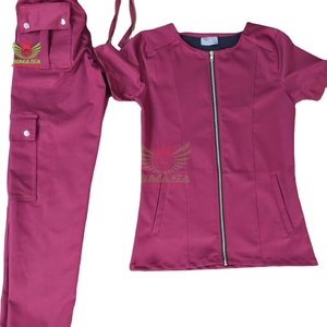 Tenues d'infirmières élégantes pour femmes, ensembles de blouses d'hôpital, col montant, manches courtes, tissu jersey, personnalisable, séchage rapide, respirant - Product Image 1