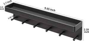 Black <b>Wall</b> Mounted Metal & Wood <b>Key</b> Holder Adhesive Back Mail Organizer Tray 5 <b>Hooks</b> Perfect Entryway Storage Home <b>Wall</b> Decor - Product Image 4