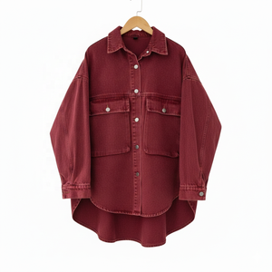 Veste en jean délavé légère unisexe à capuche et manches longues pour femme, style vintage décontracté d'été avec boutons - Product Image 2